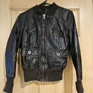 Girls 10/12 Large Brown Moto-Style Faux Leather Jacket Xilaration